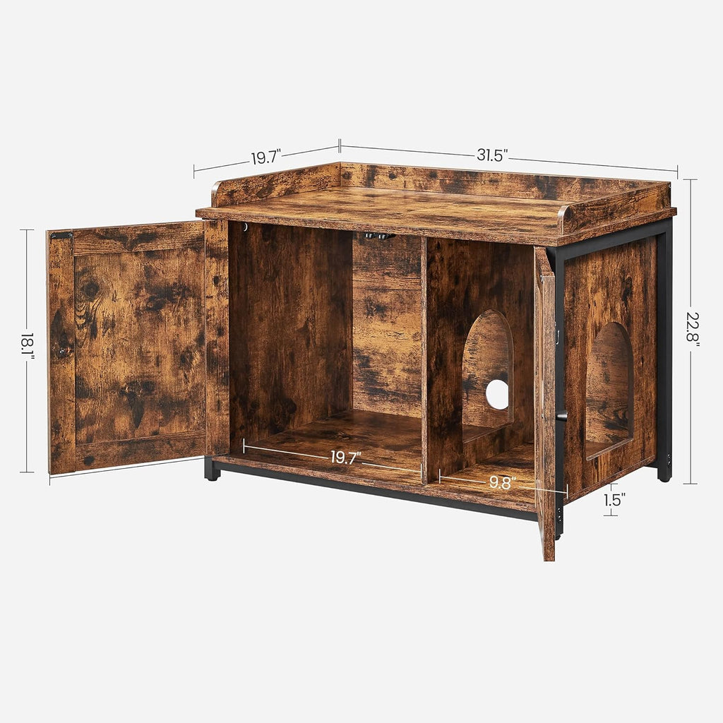 Rustic Brown and Black Cat Litter Box Enclosure B395