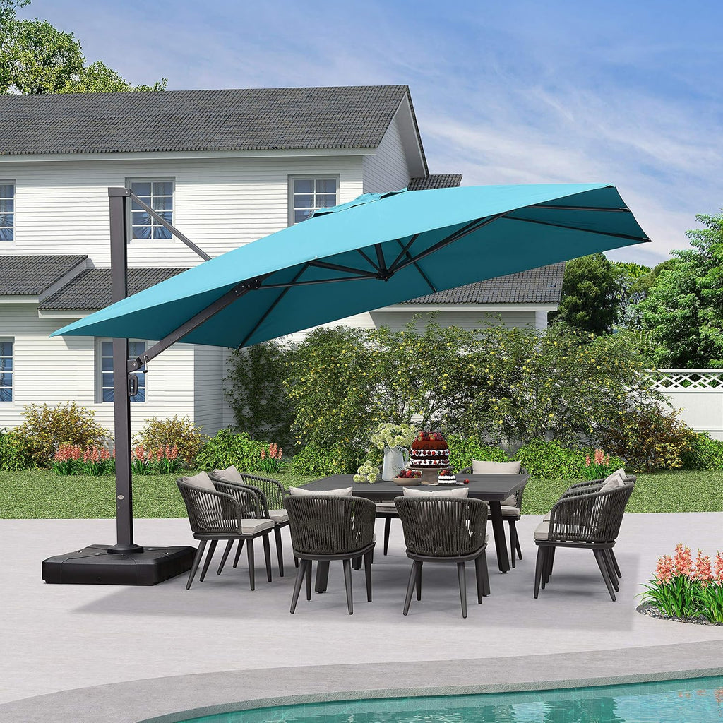 10 FT Square Aluminum Cantilever Patio Umbrella with 360-degree Rotation B674058