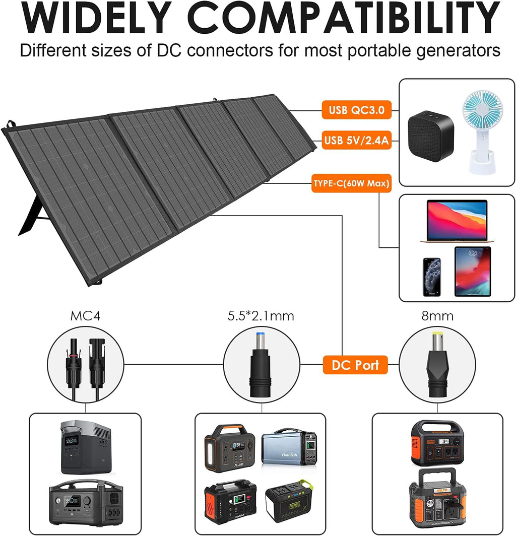 100W Portable Foldable Solar Panel with DC Adapters D104115