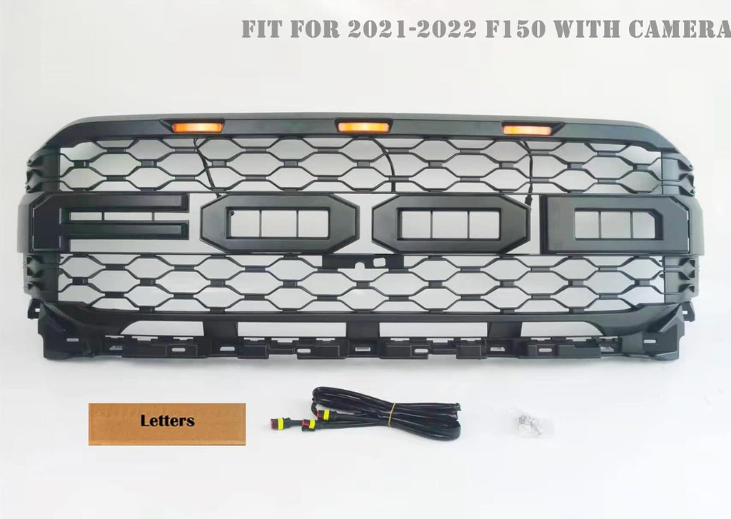 Matte Black Front Grille with Letters & LEDs W226