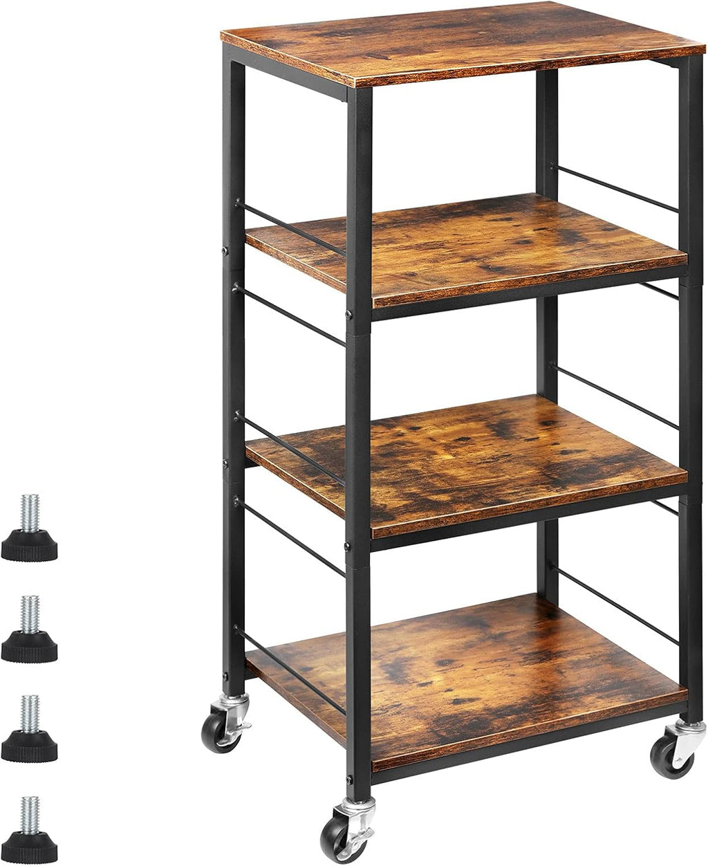 4-Tier Wood Kitchen Baker's Rack on Wheels F929