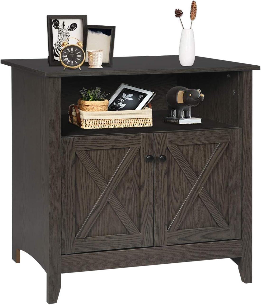 Accent Cabinet with Doors Storage Sideboard with Adjustable Shelves Brown W662059