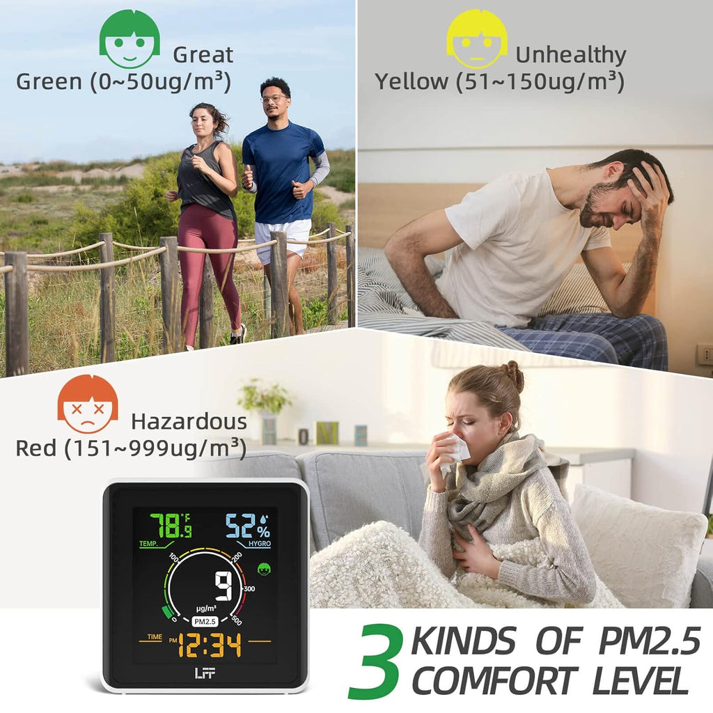 Indoor Air Quality Monitor PM2.5 Temperature Humidity Meter C30347
