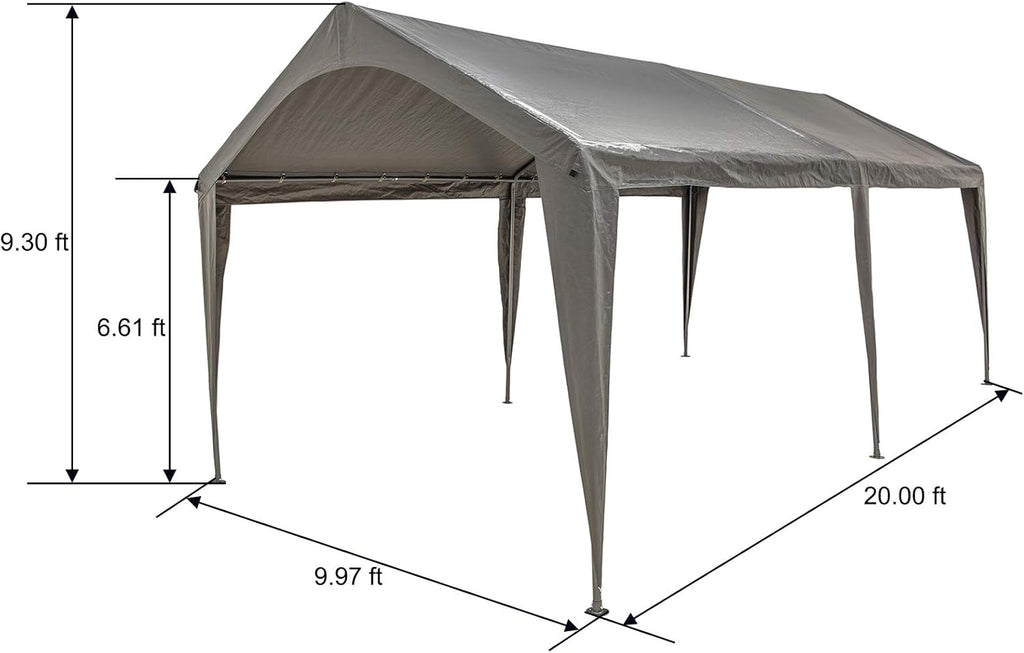 10x20 Ft Heavy Duty Portable Carport Canopy with 6 Legs U689