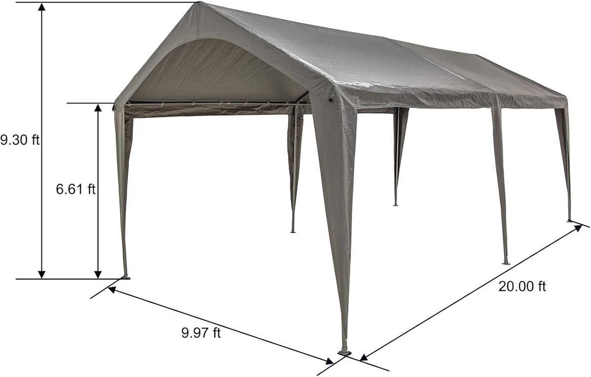 10x20 Ft Heavy Duty Portable Carport Canopy with 6 Legs U689