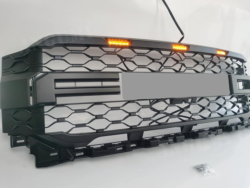 Matte Black Front Grille with Letters & LEDs W226