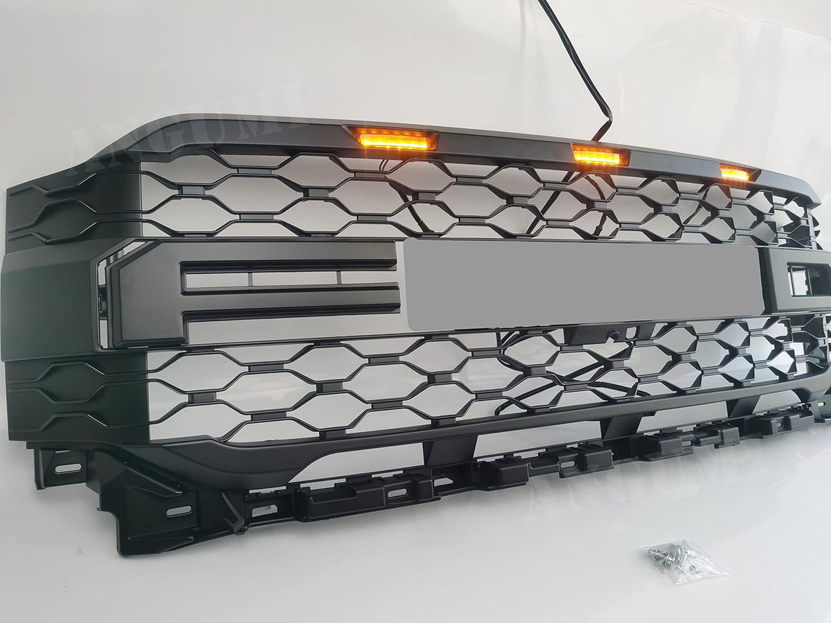 Matte Black Front Grille with Letters & LEDs W226