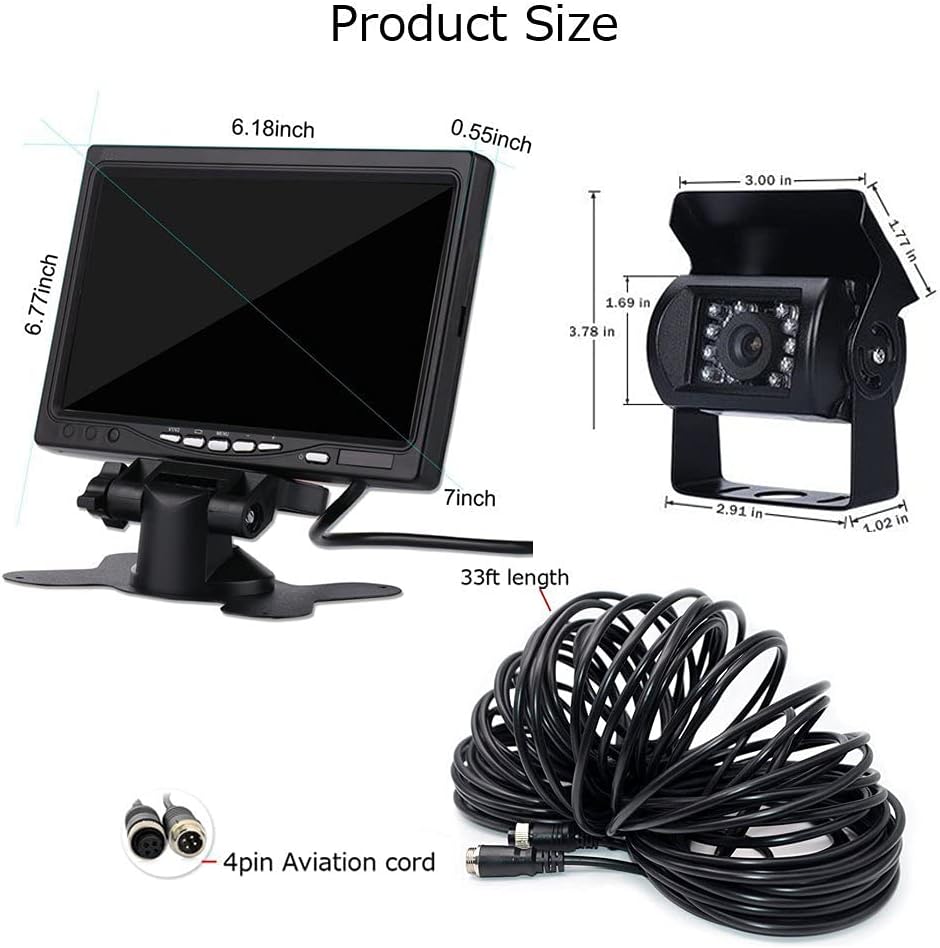 Vehicle Backup Camera 4 Split Monitor 18 IR Night Vision Waterproof L351