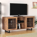 Gray Oak Media Console with 6 Storage Shelves V856