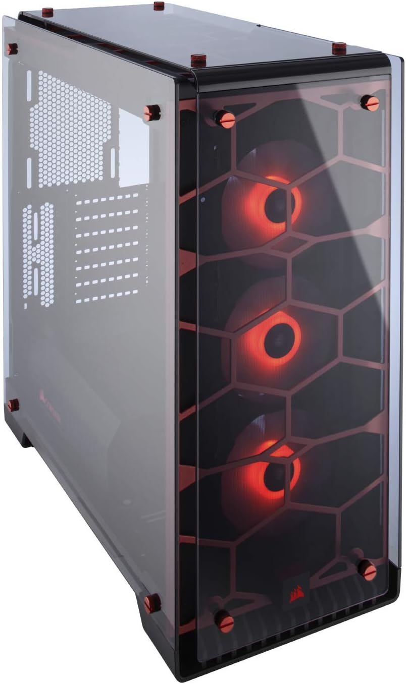 Black Mid-Tower Case with 3 RGB Fans and Tempered Glass D424673