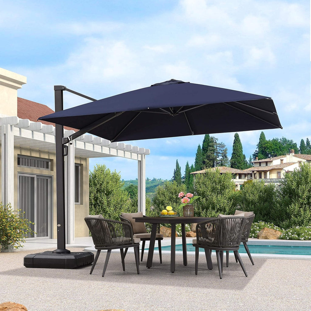 10 FT Square Aluminum Cantilever Patio Umbrella with 360-degree Rotation B674058