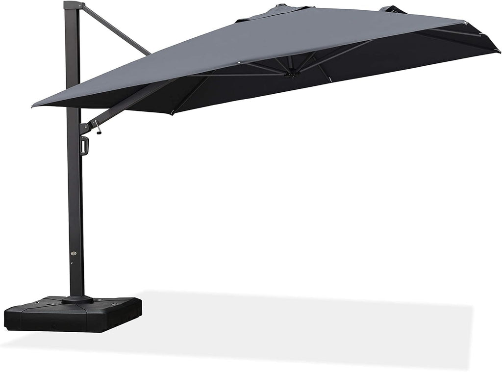 10 FT Square Aluminum Cantilever Patio Umbrella with 360-degree Rotation B674058