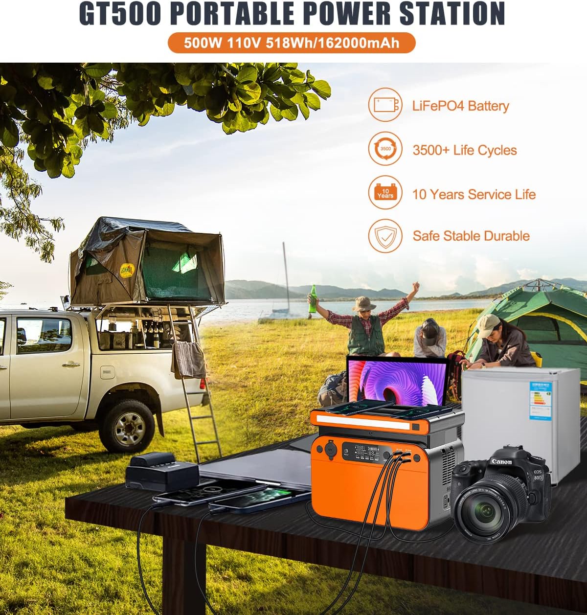 Portable Power Station 500W 518Wh LiFePO4 Battery Pack C844490