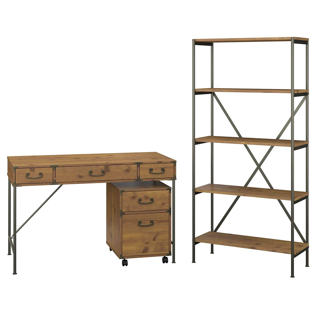 48W Writing Desk with Mobile File Cabinet and Bookcase Z8435