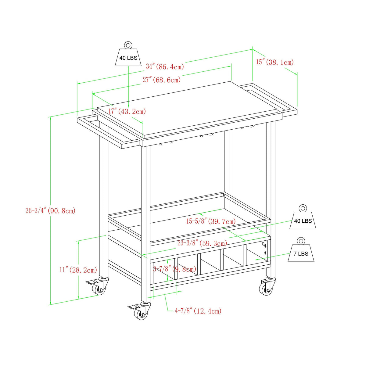 Faux Marble Serving Bar Cart with Dark Walnut Base Y71672