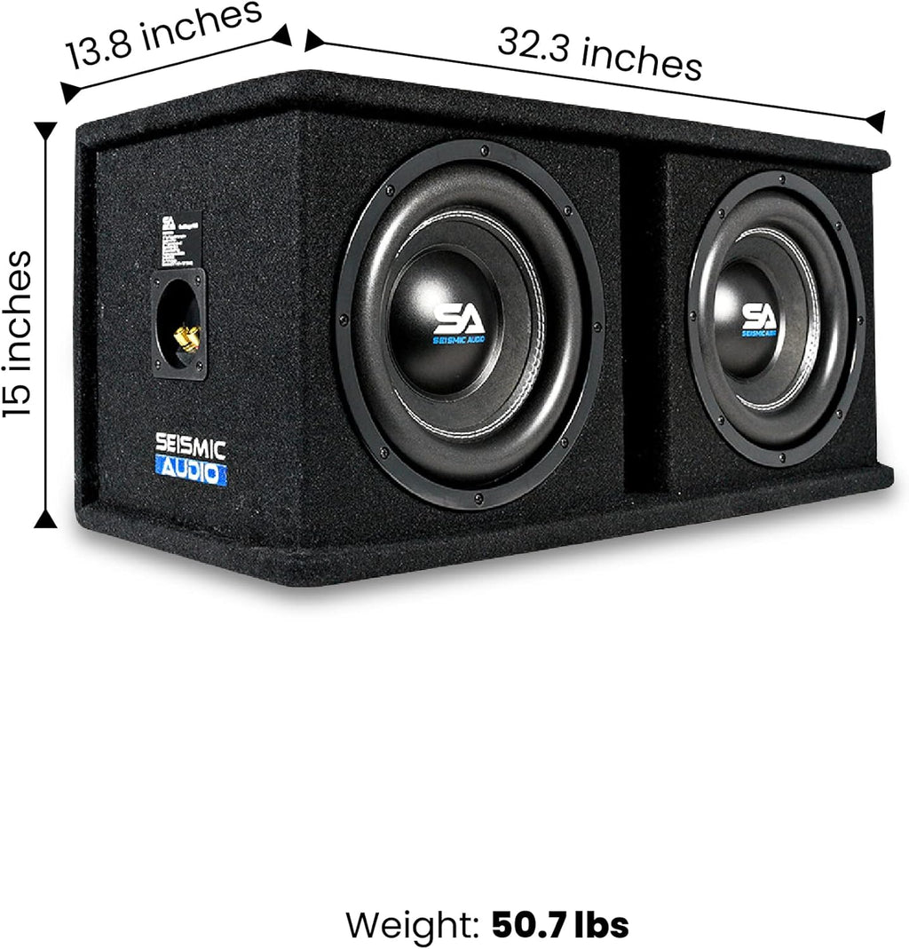 Dual 12 Inch 2400 Watt Car Audio Subwoofer Box Enclosure with Rear Vent C8672