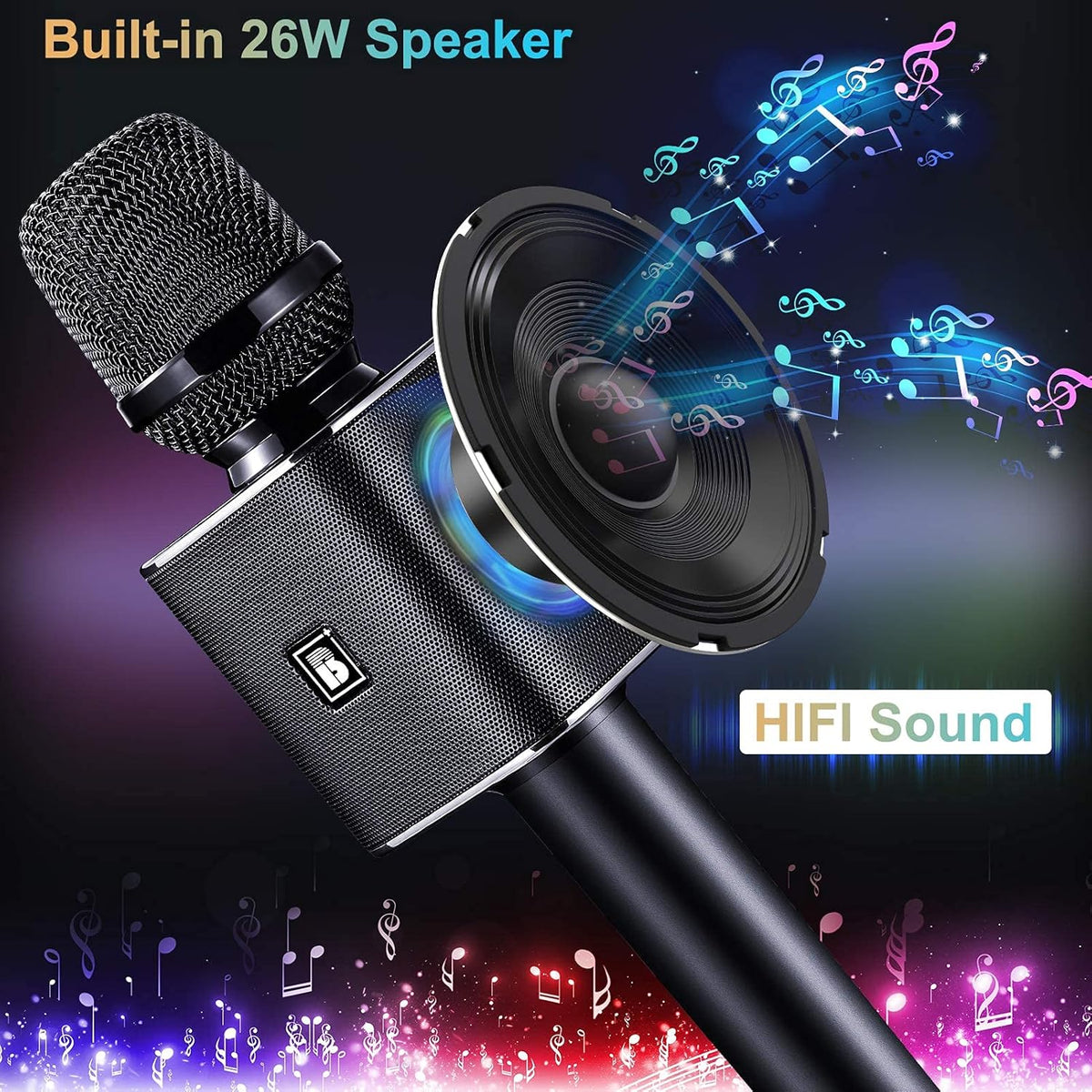 Black Wireless Bluetooth Karaoke Microphone F3535