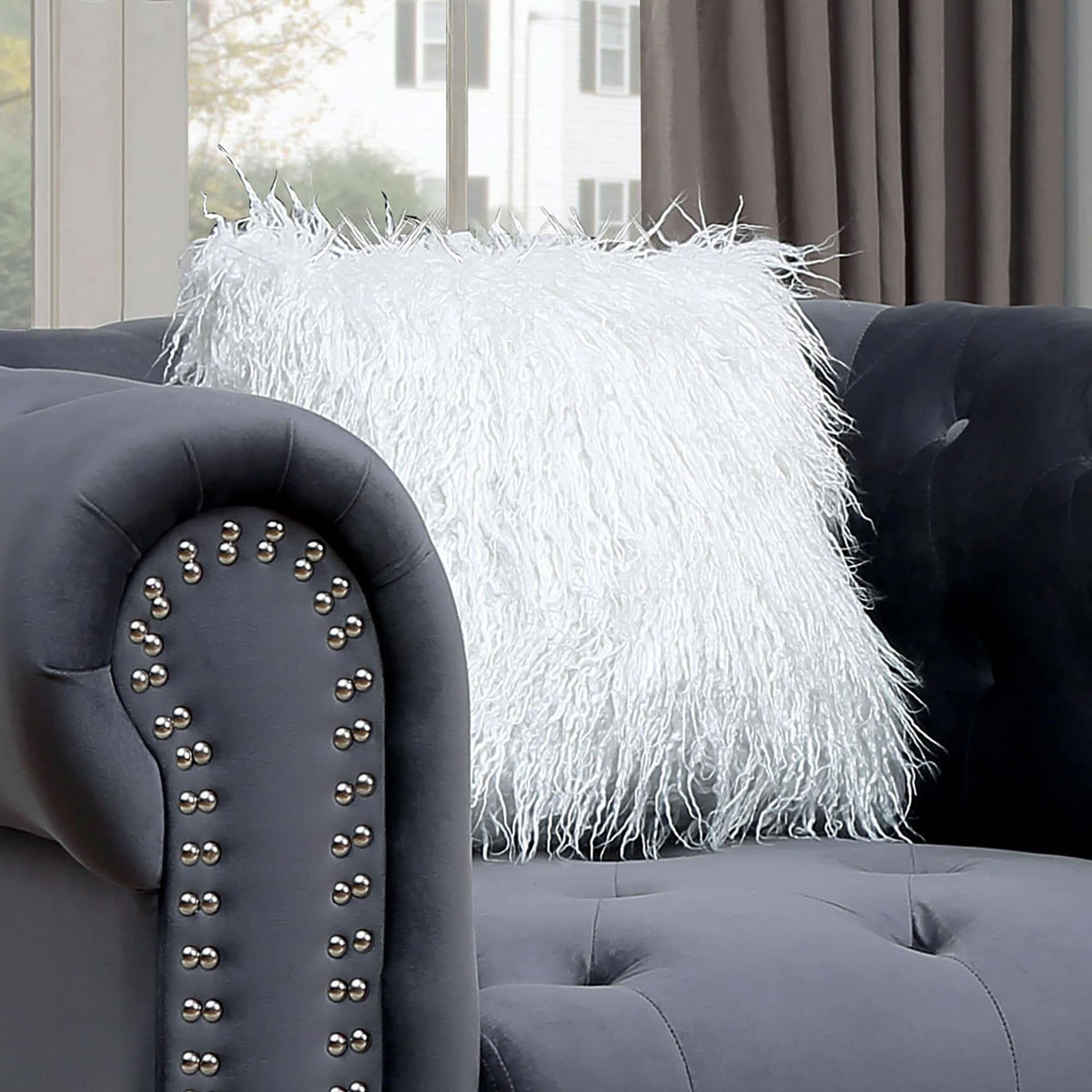 Black Tufted Fabric Chair F3468