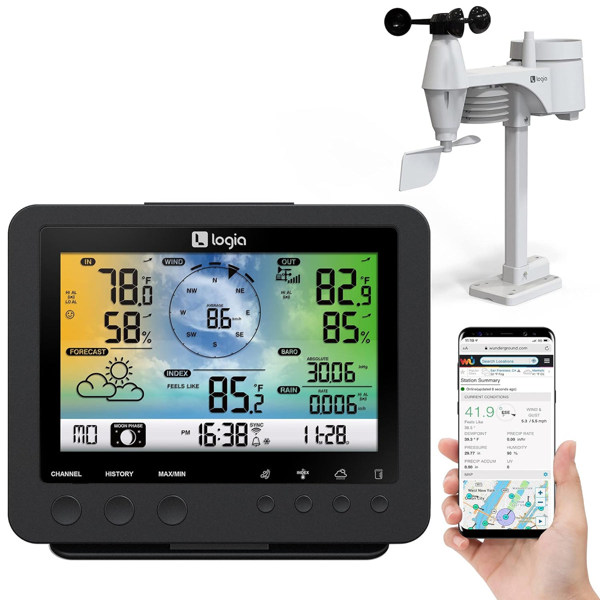 5-in-1 Wi-Fi Weather Station with Indoor/Outdoor Remote Monitoring X1140