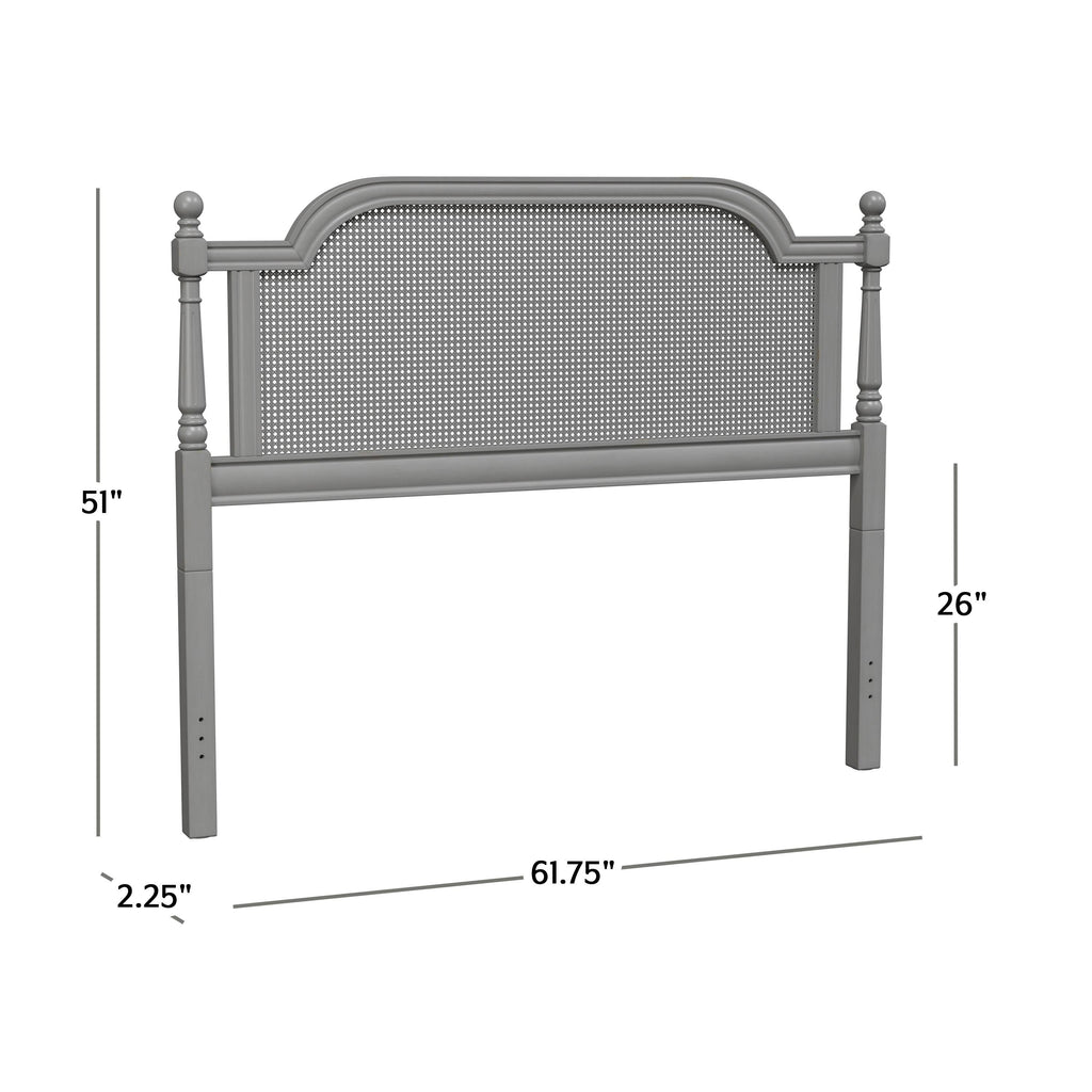 King French Grey Wood and Cane Headboard E66571