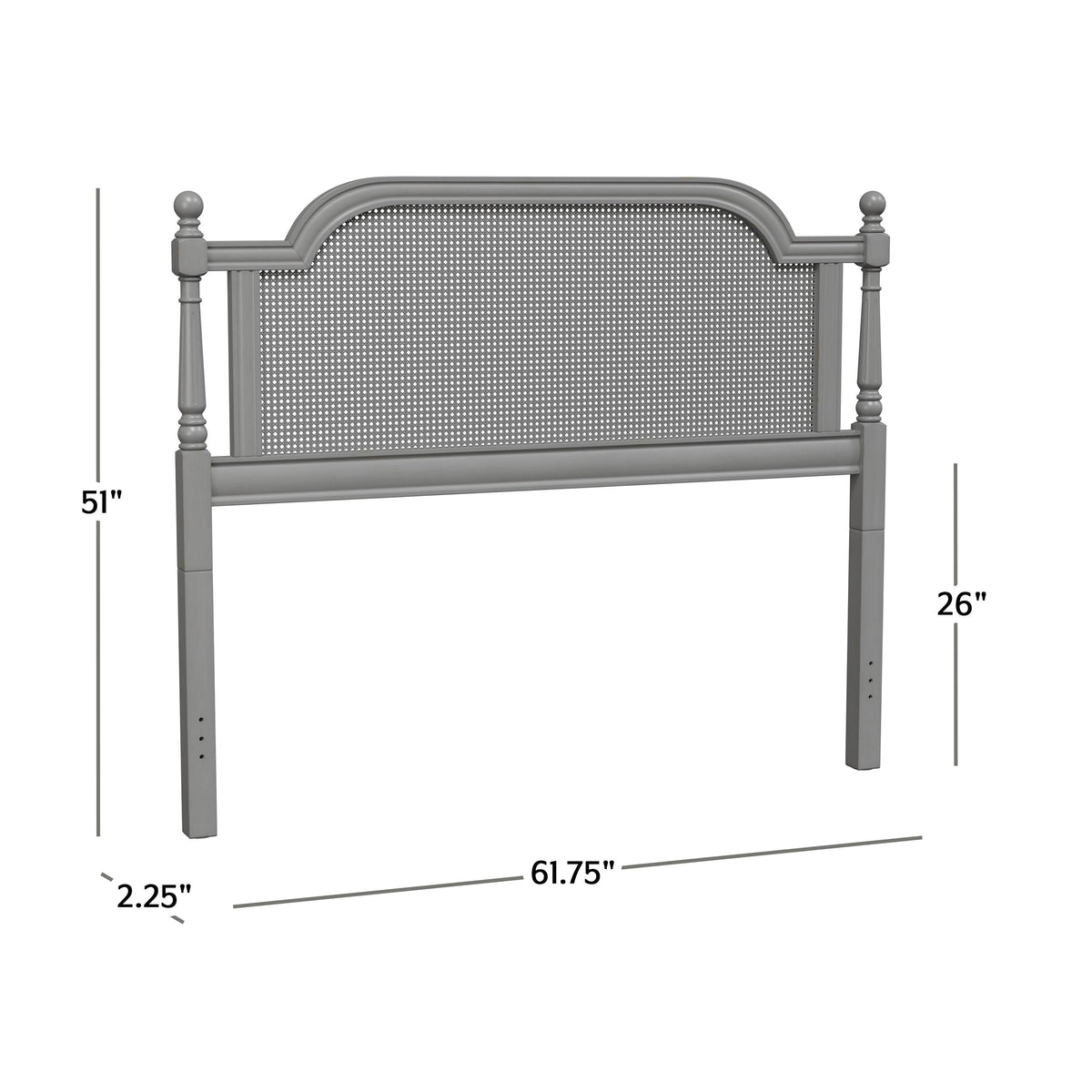 King French Grey Wood and Cane Headboard E66571