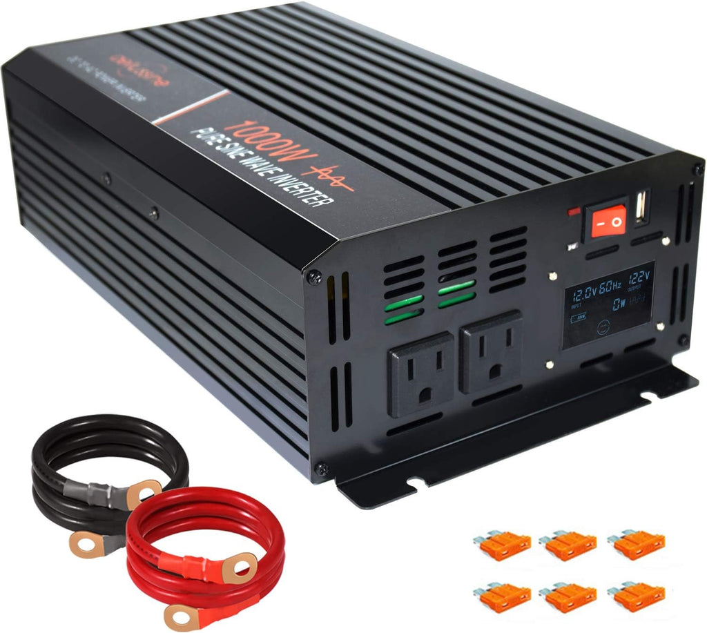 1000W Pure Sine Wave Power Inverter with LCD Display USB Port Q523