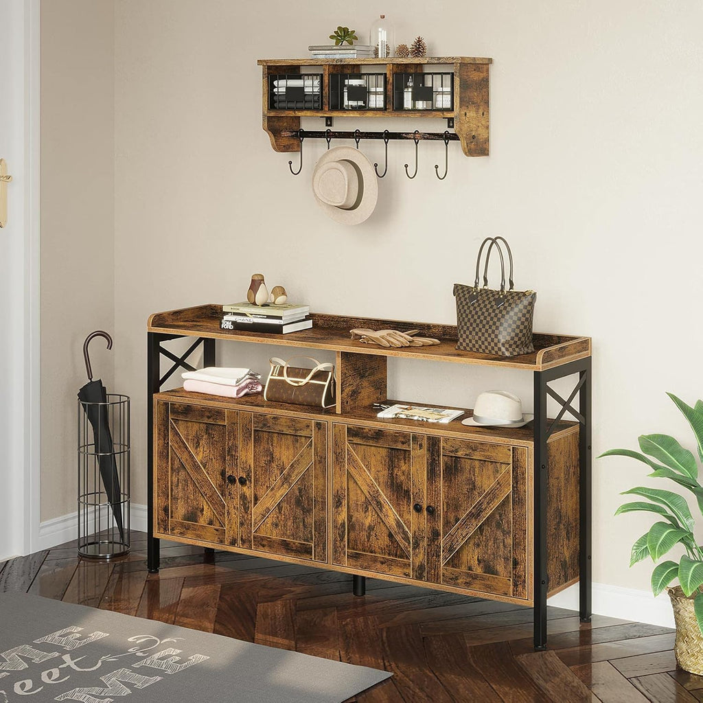 Rustic Brown 55Inch Console Table with Cabinet E92370