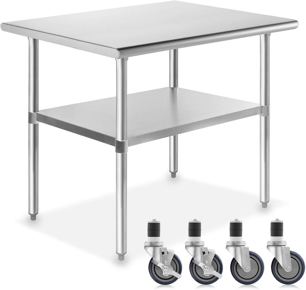 Stainless Steel Commercial Kitchen Prep & Work Table with 4 Casters A616