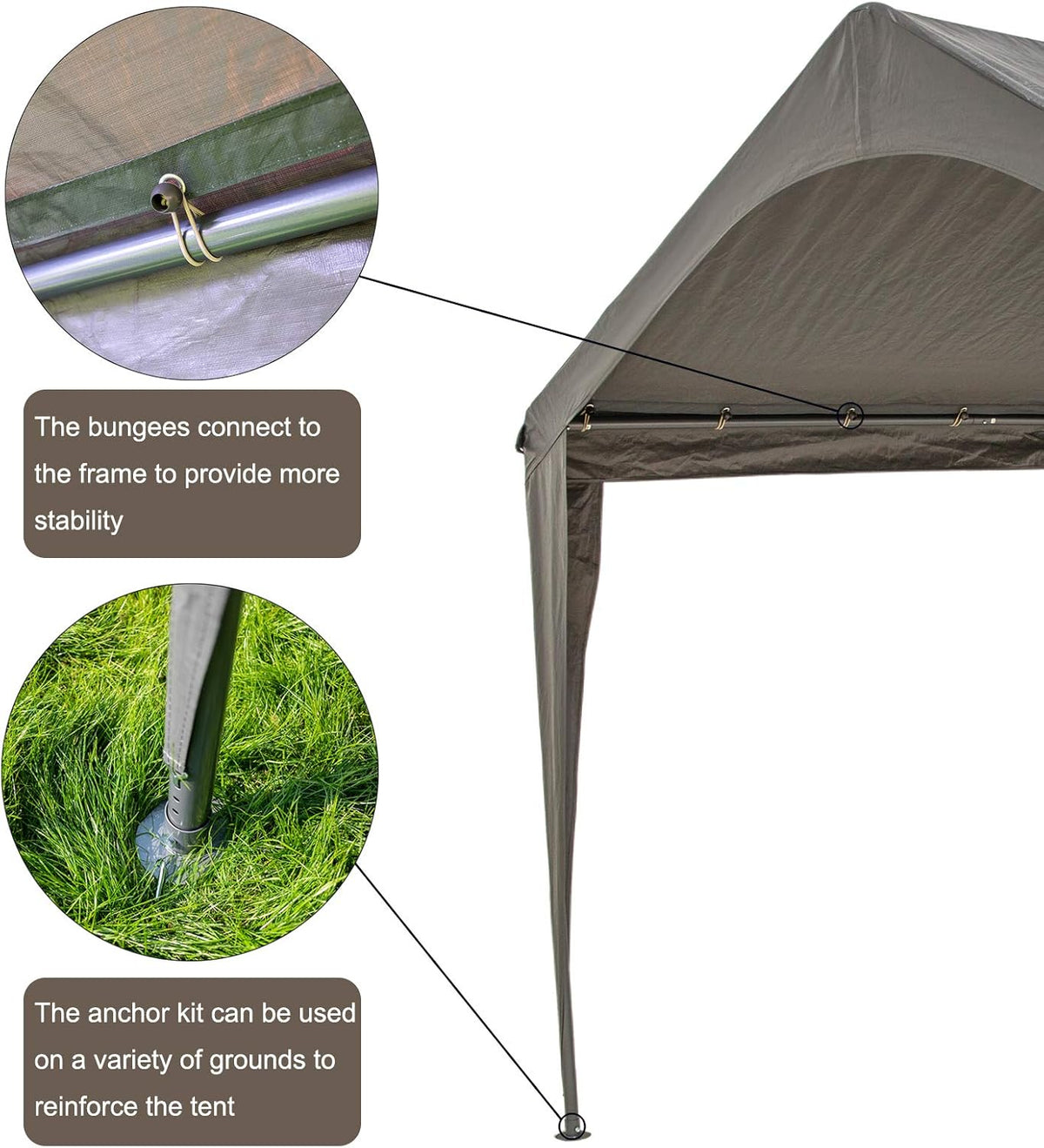 10x20 Ft Heavy Duty Portable Carport Canopy with 6 Legs U689