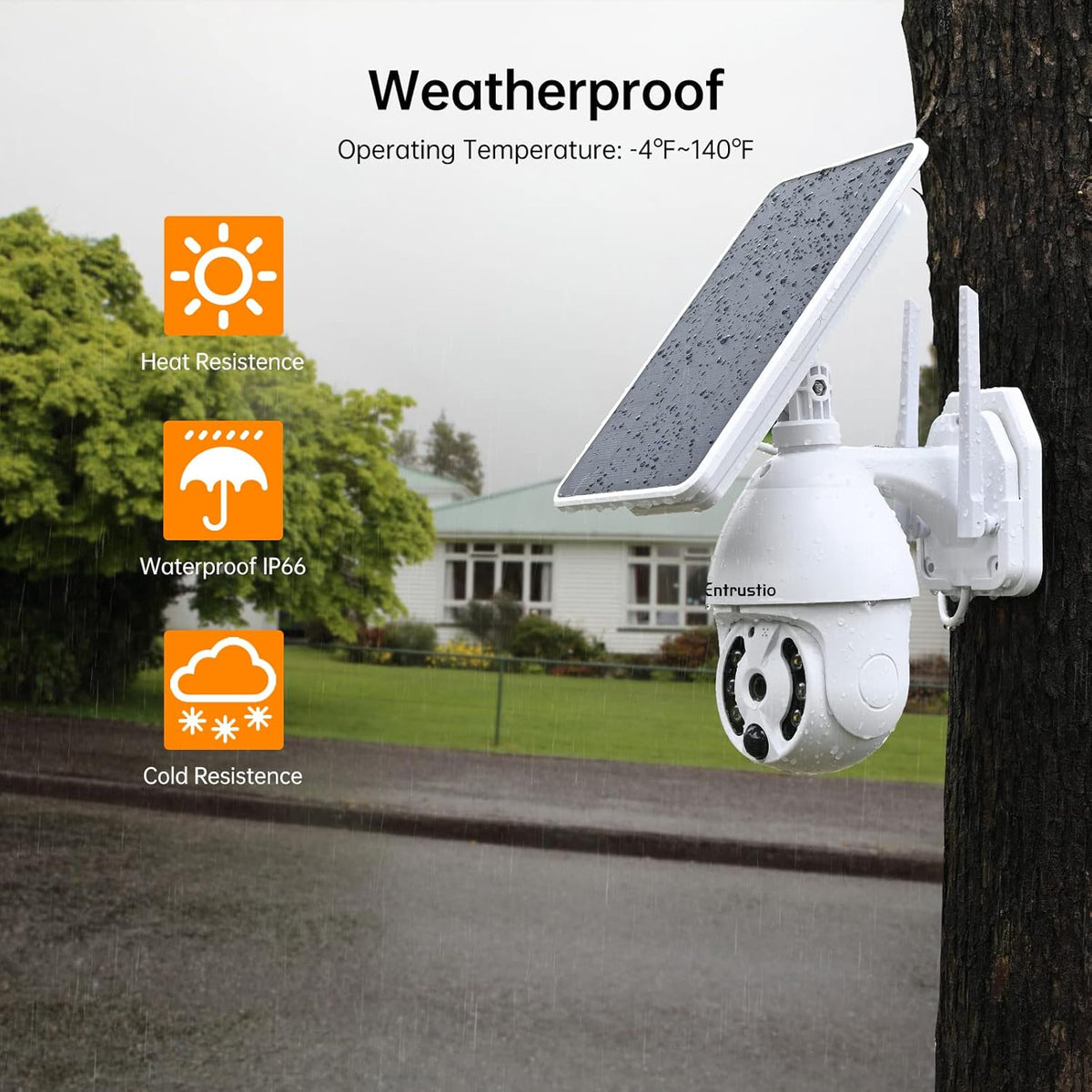 Wireless 360° PTZ Solar Security Camera 1080P B3907