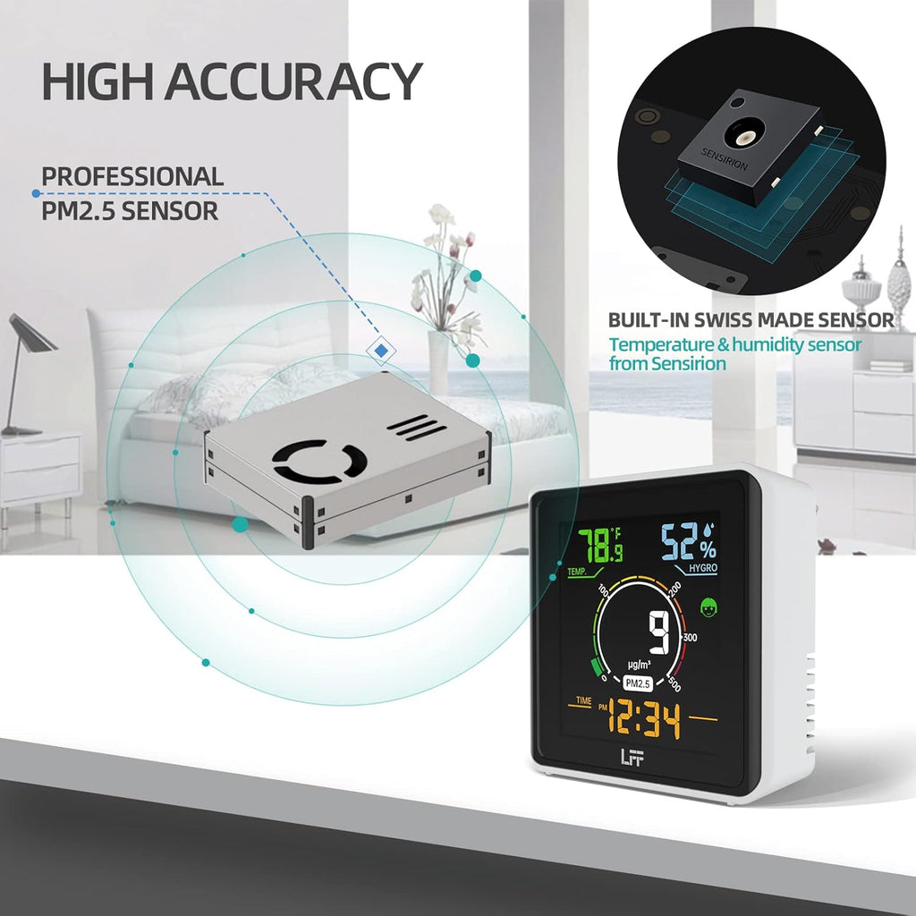 Indoor Air Quality Monitor PM2.5 Temperature Humidity Meter C30347