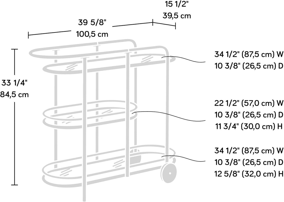 Bar Cart Satin Gold Finish I27876
