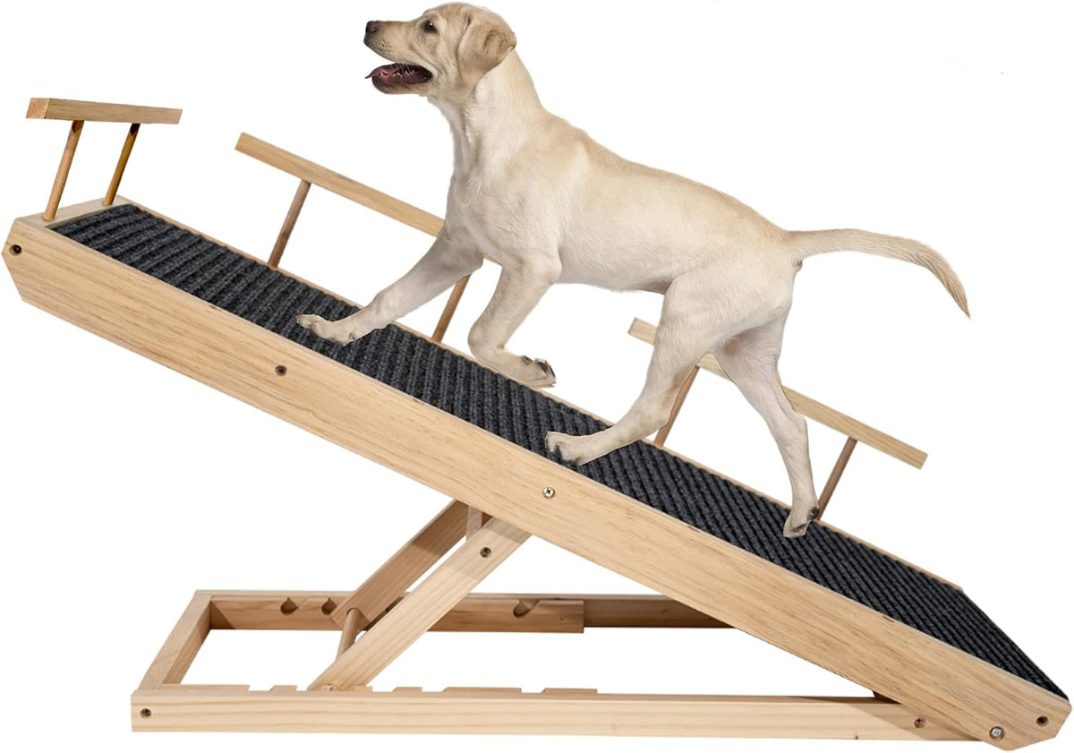 Adjustable Pet Ramp with Non Slip Traction Mat and Safety Side Rails Q989