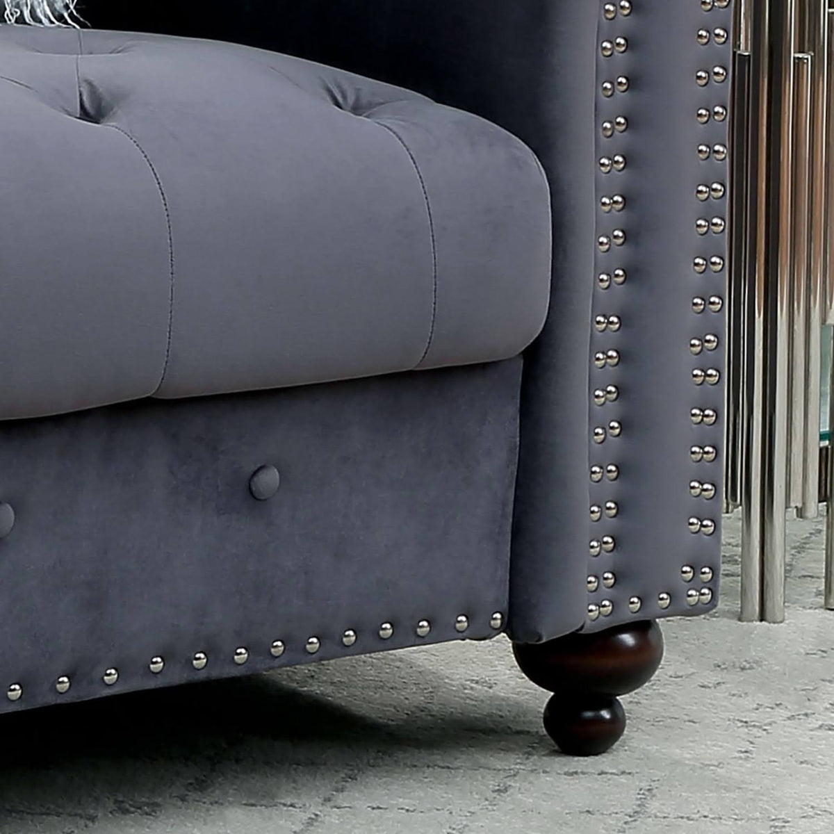 Black Tufted Fabric Chair F3468