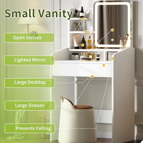 Small Vanity Desk with Mirror and Lights X412