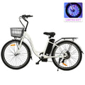 26 Inch 350 W White 7 Speed Electric Bicycle with Basket M65528