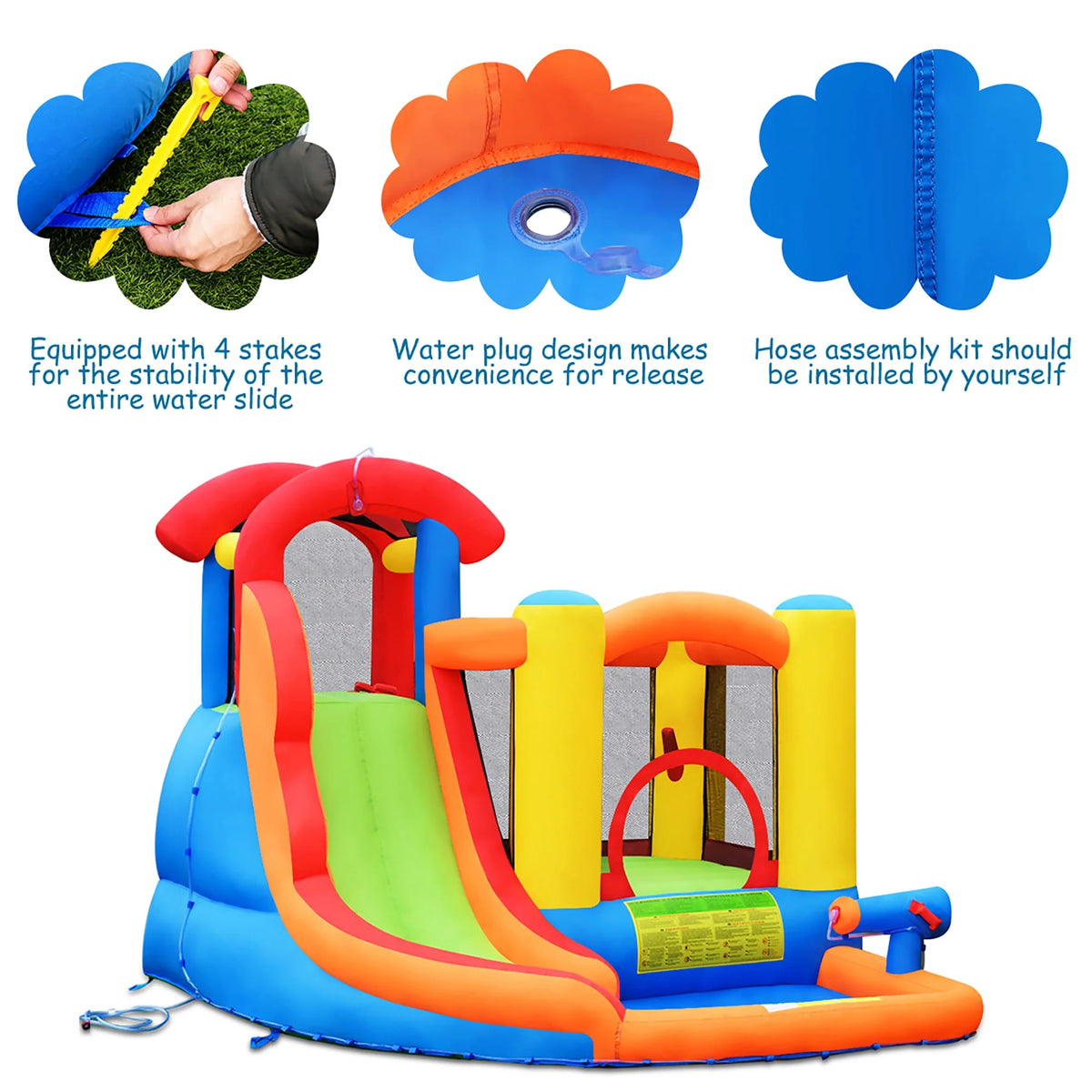 Inflatable Bounce House Water Slide with Splash Pool V8718