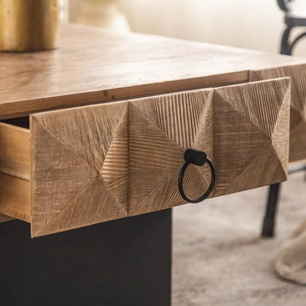 32.28" Square Retro Coffee Table with 2 Drawers F170