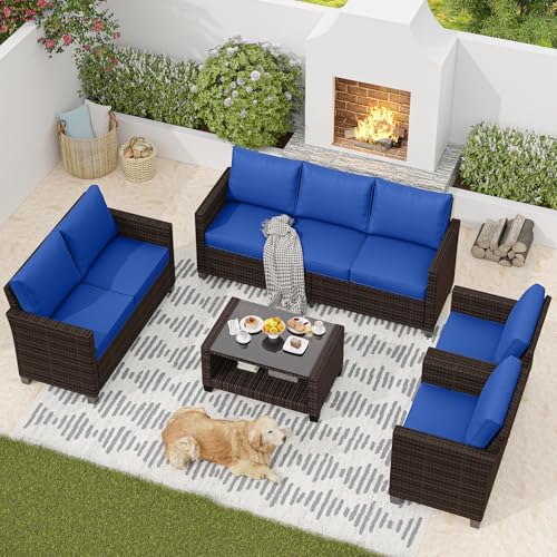 5-Piece PE Rattan Sectional Sofa Set with Storage Table H127867