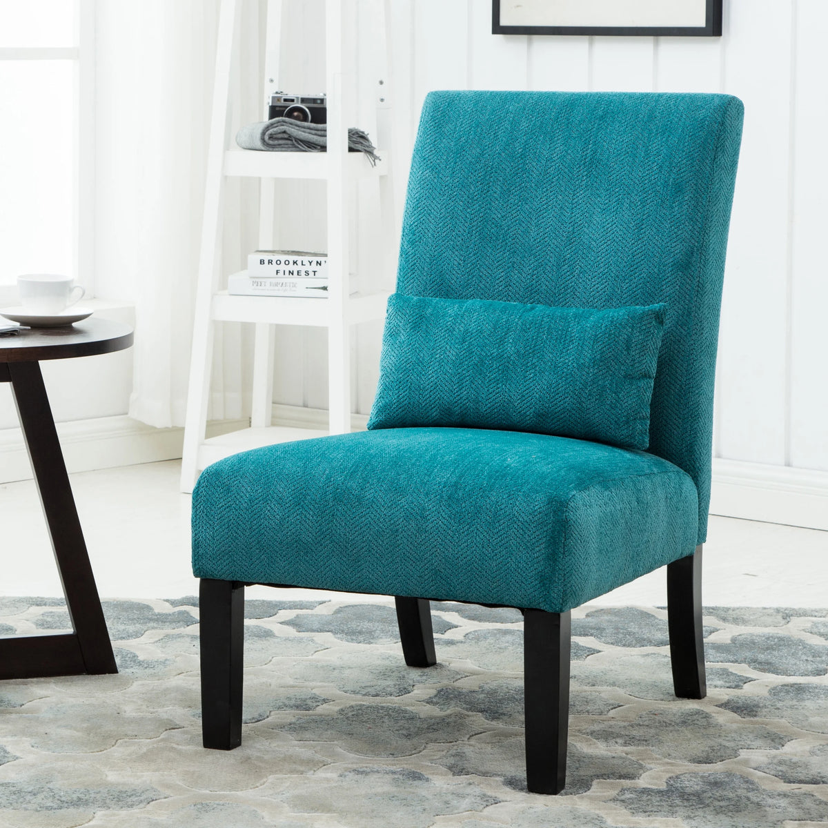 Fabric Armless Accent Chair with Kidney Pillow X4502