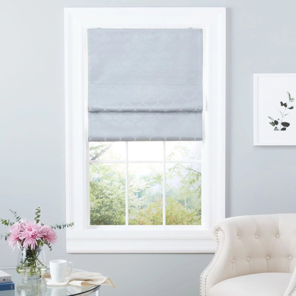 Silver 34"x64" Blackout Roman Shade R27690