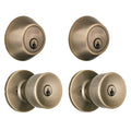 Antique Brass Keyed Entry Doorknob and Deadbolt Combo Twin Pack U961396