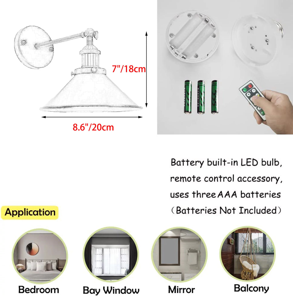 Dark Green 2-Lights Battery Wall Sconce Light Fixture J8631