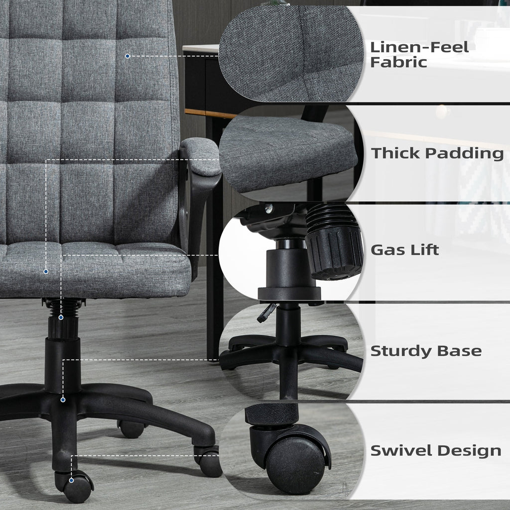 Gray Fluffy Home Office Chair with Adjustable Height Y947