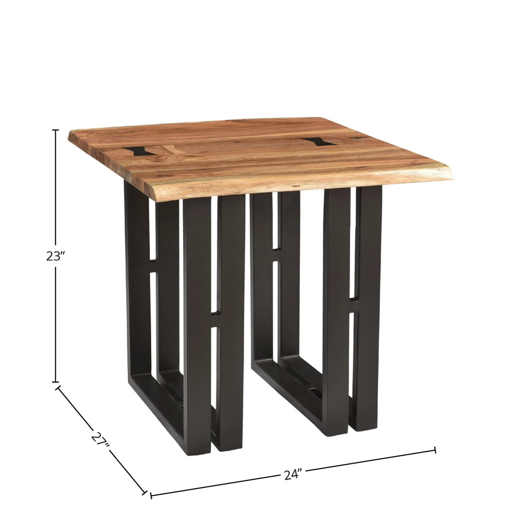 Acacia & Steel End Table M18916