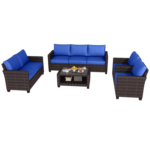 5-Piece PE Rattan Sectional Sofa Set with Storage Table H127867