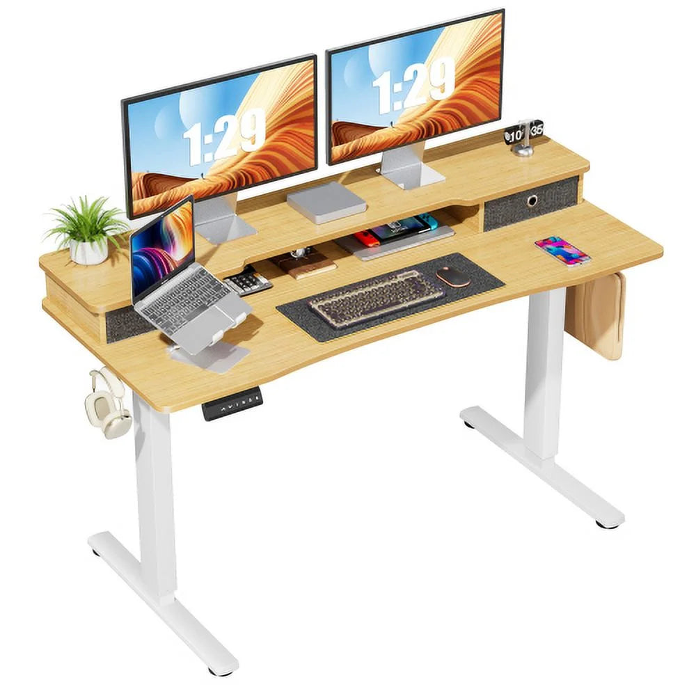 Height Adjustable Electric Standing Desk with Storage Shelf E280744