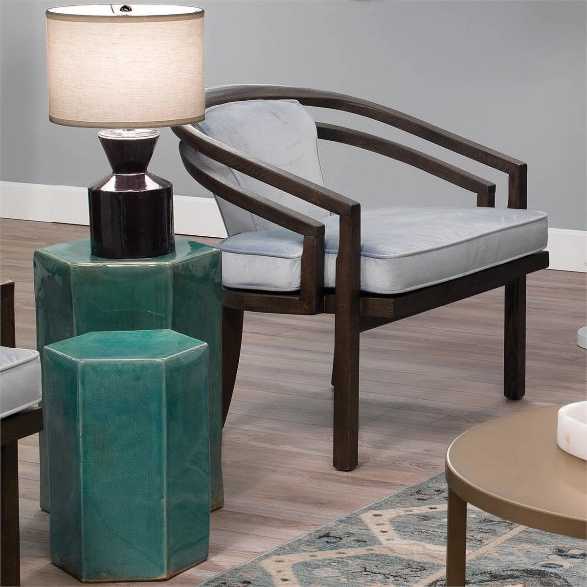 Ceramic Side Table in Azure Blue - Set of 2 V3475