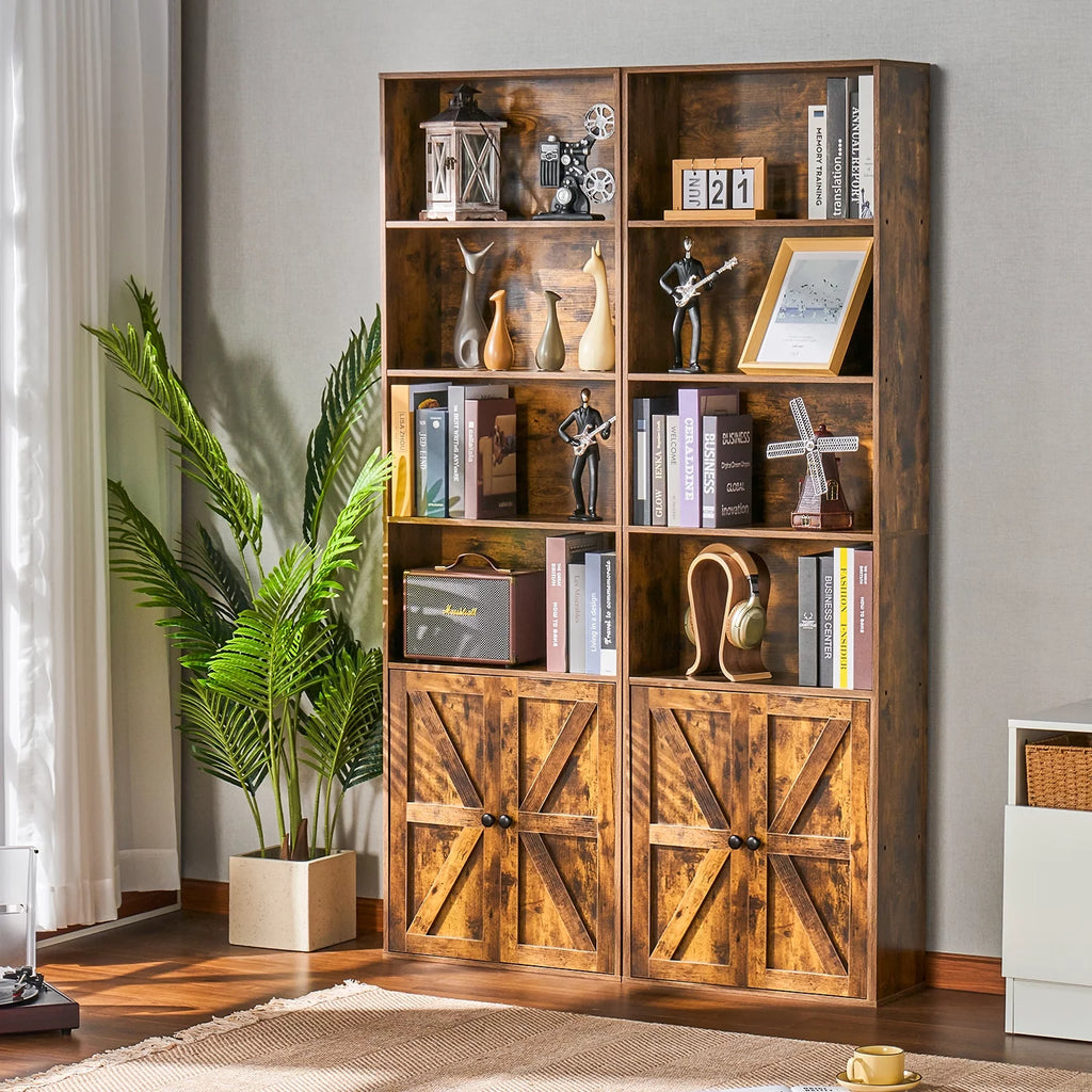 6 Shelf 71in Tall Bookcase with Doors A9340