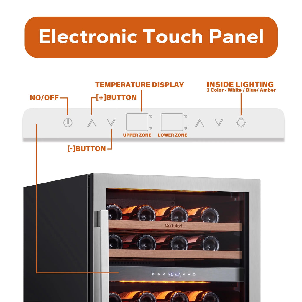 24 inch 46 Bottle Stainless Steel Wine Cooler Refrigerator R8490
